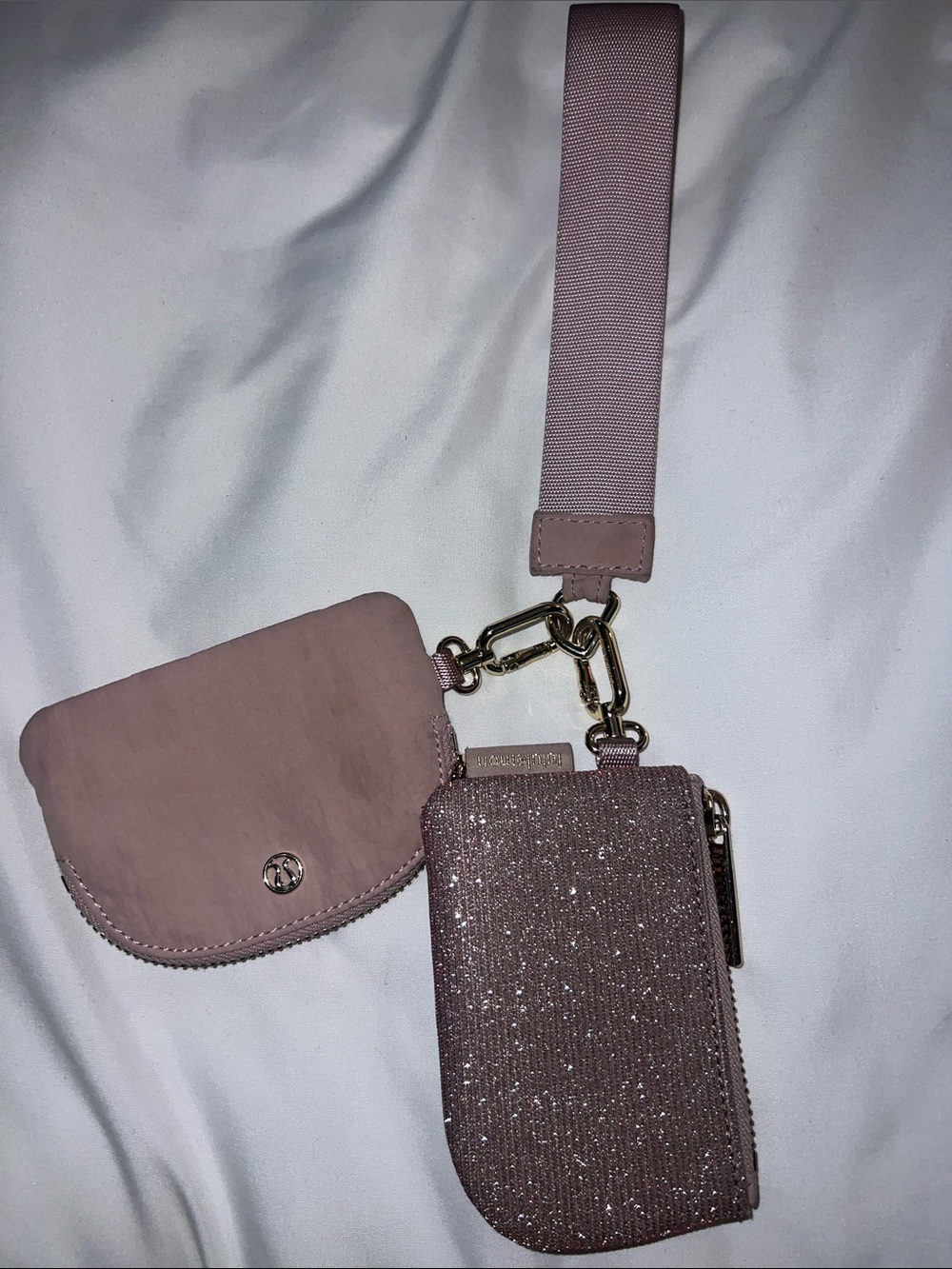 lululemon athletica Pink Glitter Wristlet and Coin Pouch